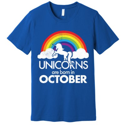 Unicorns Are Born In October Rainbow Retro Premium T-Shirt