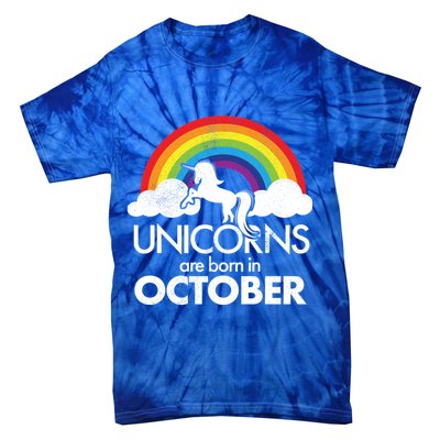 Unicorns Are Born In October Rainbow Retro Tie-Dye T-Shirt