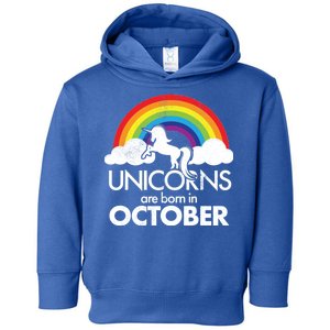 Unicorns Are Born In October Rainbow Retro Toddler Hoodie