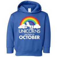 Unicorns Are Born In October Rainbow Retro Toddler Hoodie