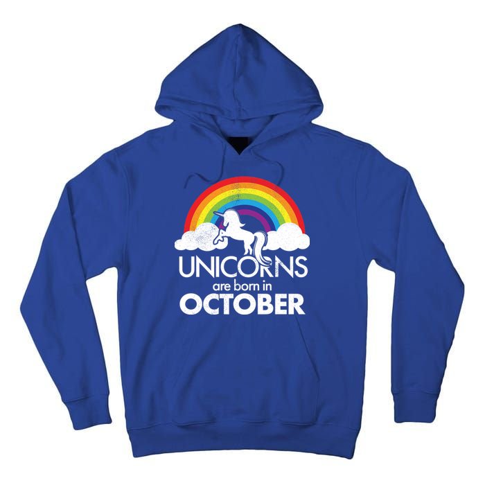 Unicorns Are Born In October Rainbow Retro Tall Hoodie