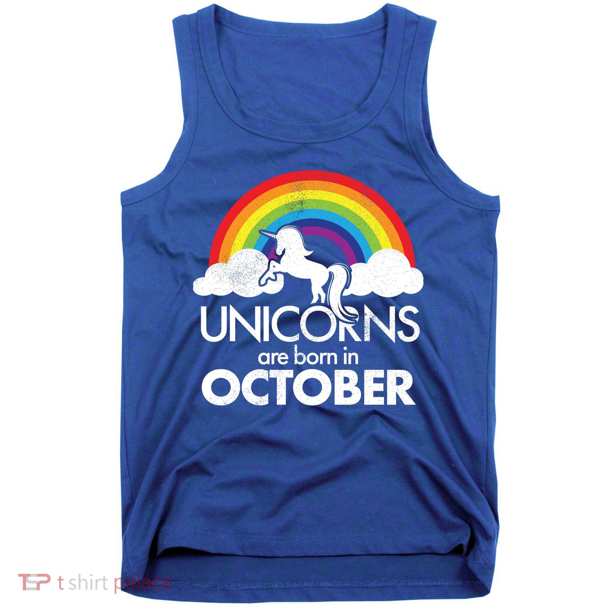 Unicorns Are Born In October Rainbow Retro Tank Top