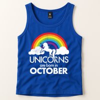 Unicorns Are Born In October Rainbow Retro Tank Top