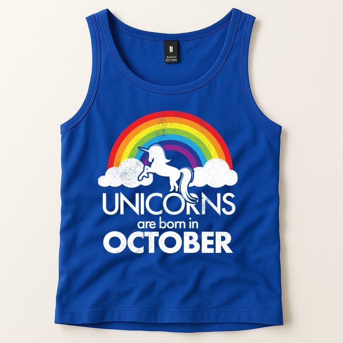 Unicorns Are Born In October Rainbow Retro Tank Top