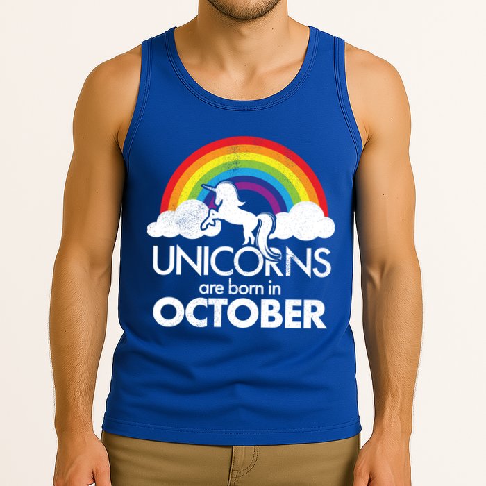 Unicorns Are Born In October Rainbow Retro Tank Top