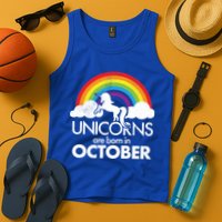 Unicorns Are Born In October Rainbow Retro Tank Top