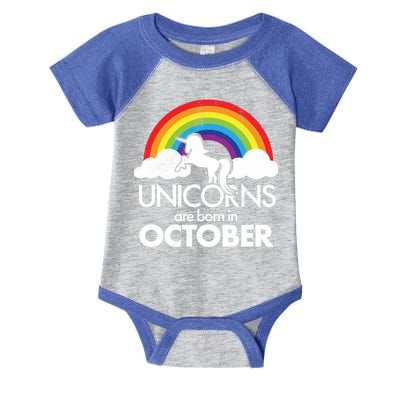 Unicorns Are Born In October Rainbow Retro Infant Baby Jersey Bodysuit