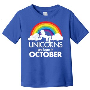 Unicorns Are Born In October Rainbow Retro Toddler T-Shirt