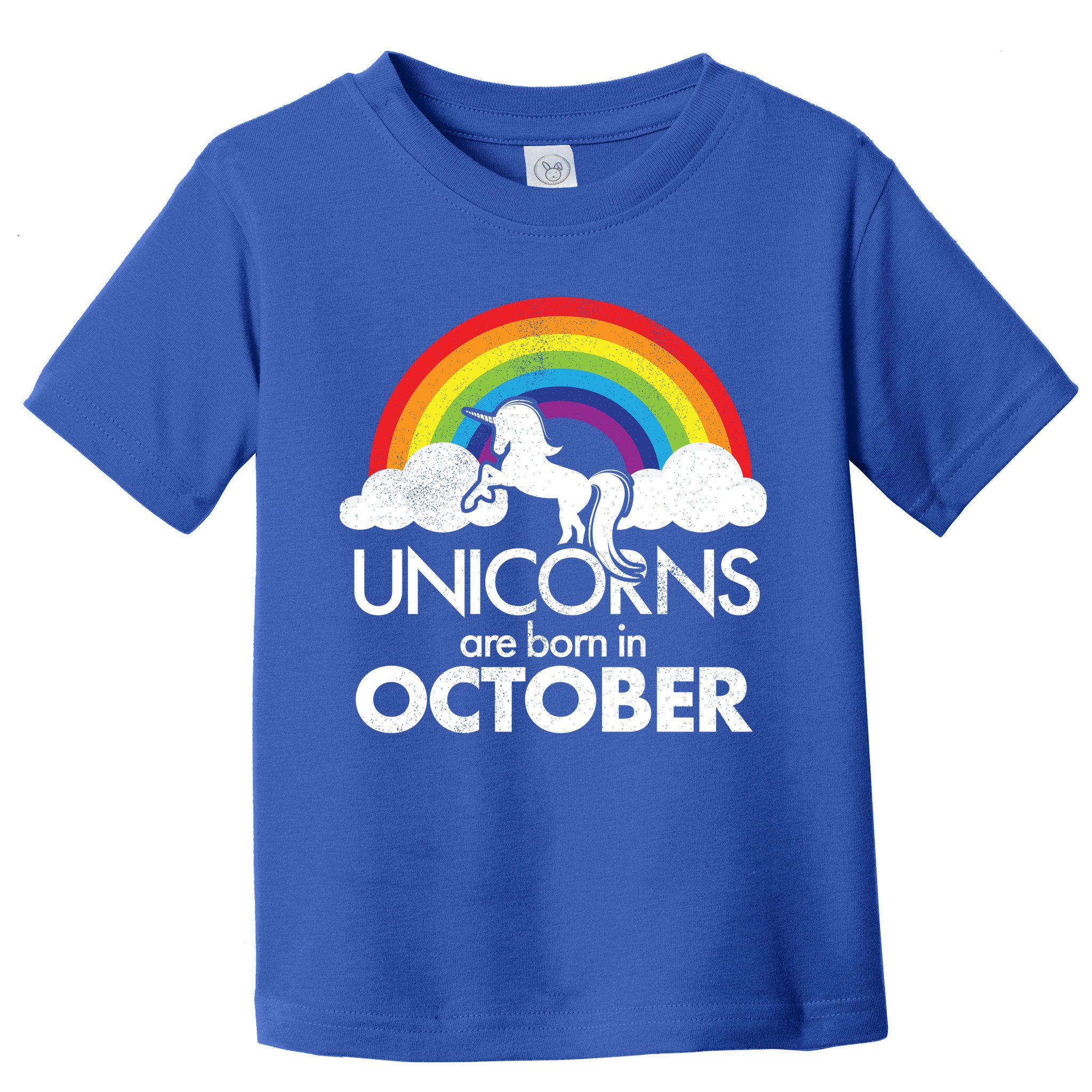 Unicorns Are Born In October Rainbow Retro Toddler T-Shirt