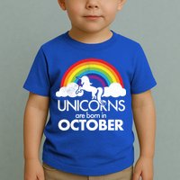 Unicorns Are Born In October Rainbow Retro Toddler T-Shirt