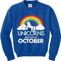 Unicorns Are Born In October Rainbow Retro Kids Sweatshirt