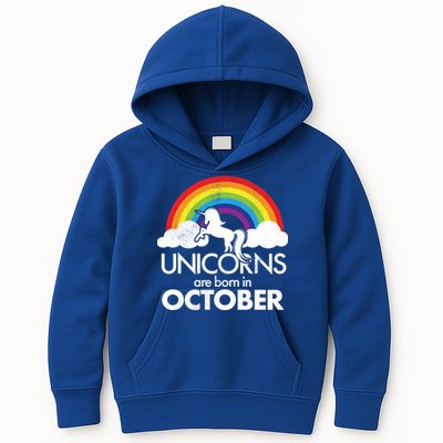Unicorns Are Born In October Rainbow Retro Kids Hoodie