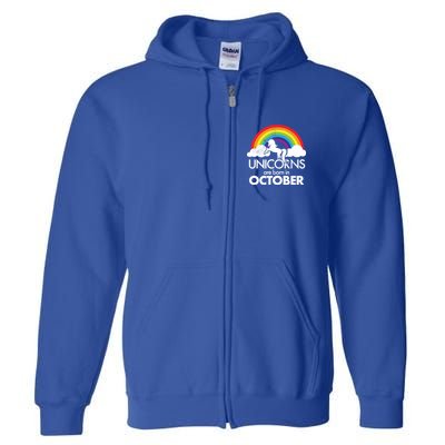 Unicorns Are Born In October Rainbow Retro Full Zip Hoodie