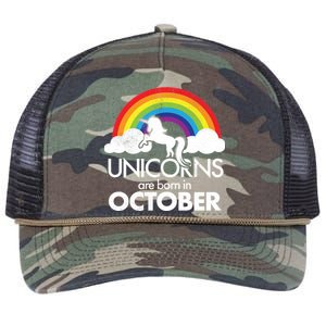 Unicorns Are Born In October Rainbow Retro Retro Rope Trucker Hat Cap