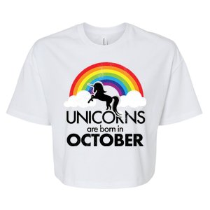 Unicorns Are Born In October Rainbow Retro Bella+Canvas Jersey Crop Tee