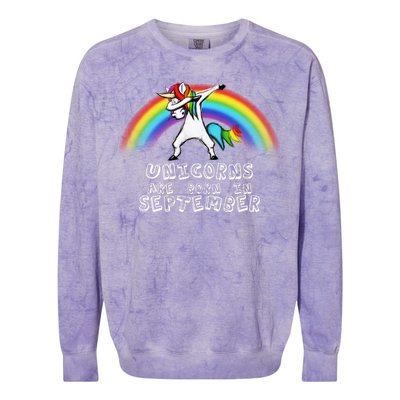 Unicorns Are Born In September Birthday Colorblast Crewneck Sweatshirt