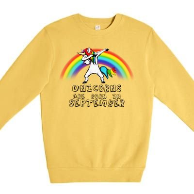 Unicorns Are Born In September Birthday Premium Crewneck Sweatshirt