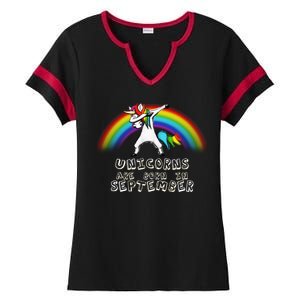 Unicorns Are Born In September Birthday Ladies Halftime Notch Neck Tee