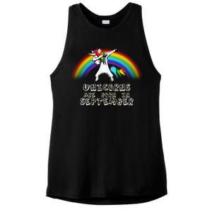 Unicorns Are Born In September Birthday Ladies PosiCharge Tri-Blend Wicking Tank