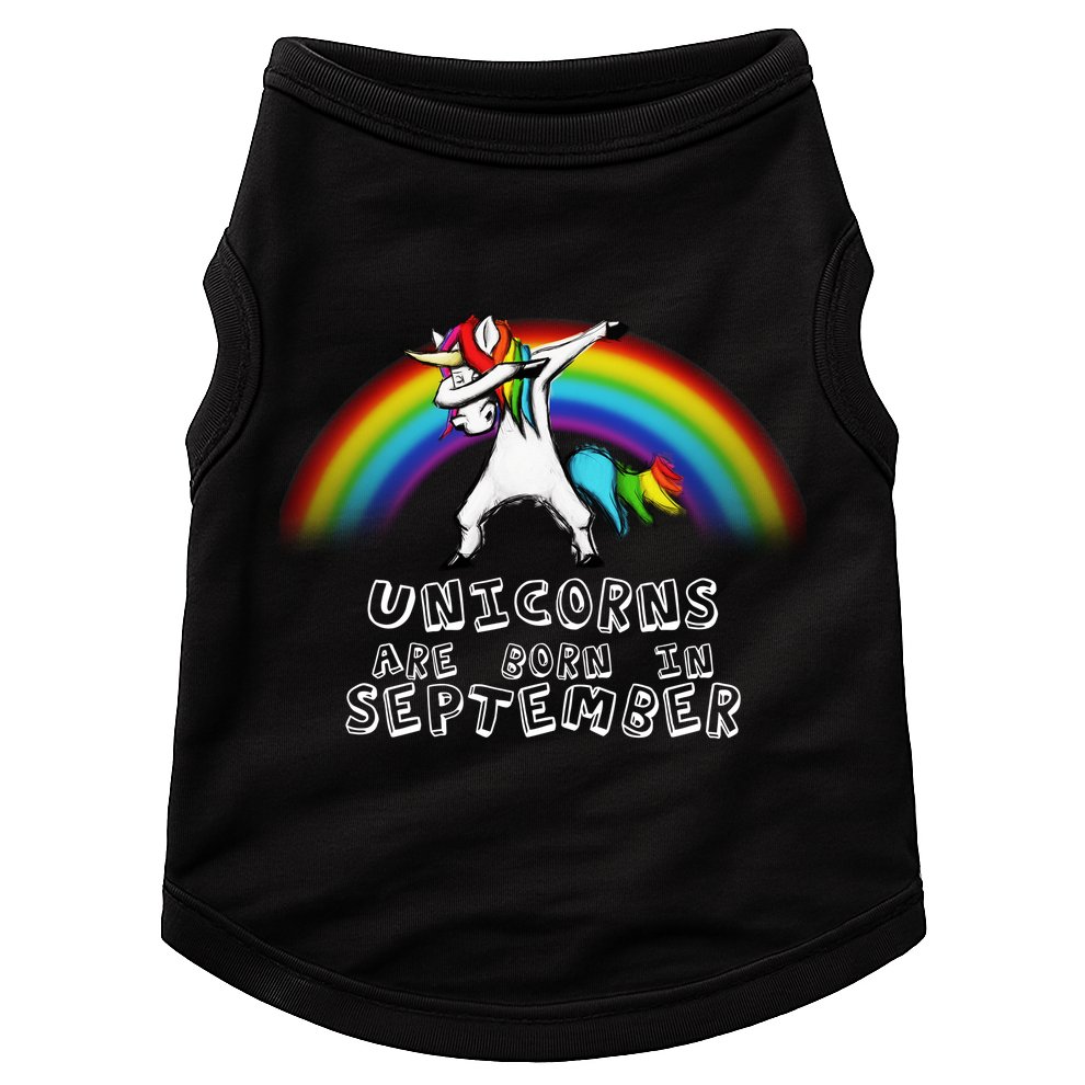 Unicorns Are Born In September Birthday Doggie Tank