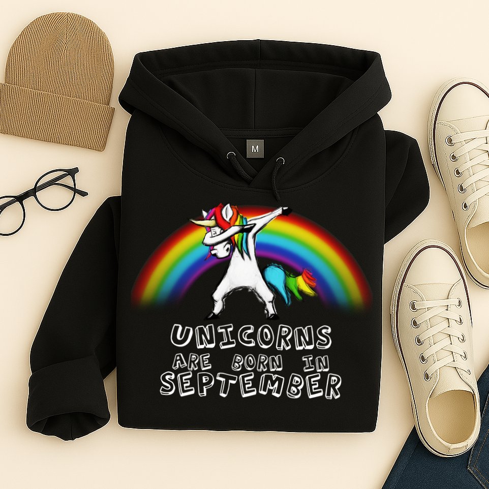 Unicorns Are Born In September Birthday Hoodie