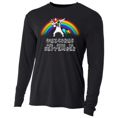 Unicorns Are Born In September Birthday Cooling Performance Long Sleeve Crew