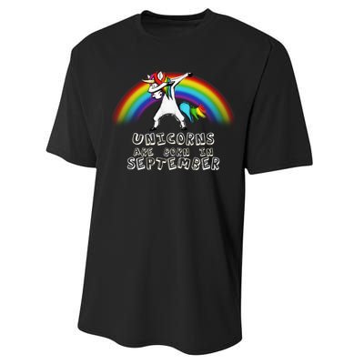 Unicorns Are Born In September Birthday Performance Sprint T-Shirt