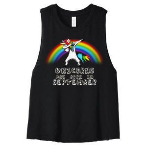 Unicorns Are Born In September Birthday Women's Racerback Cropped Tank