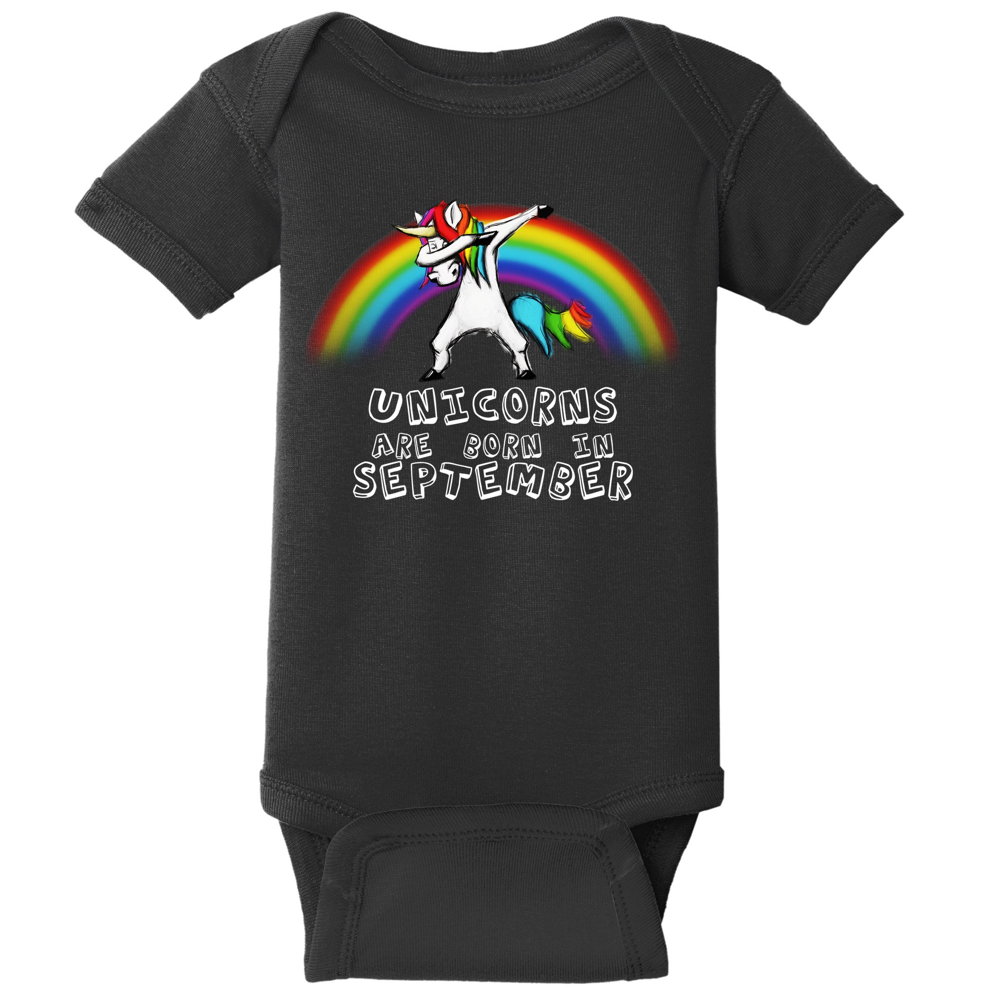 Unicorns Are Born In September Birthday Baby Bodysuit