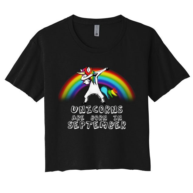 Unicorns Are Born In September Birthday Crop Top