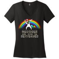 Unicorns Are Born In September Birthday Women's V-Neck T-Shirt