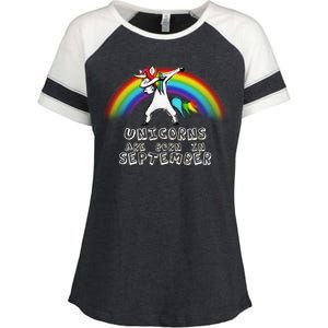 Unicorns Are Born In September Birthday Enza Ladies Jersey Colorblock Tee