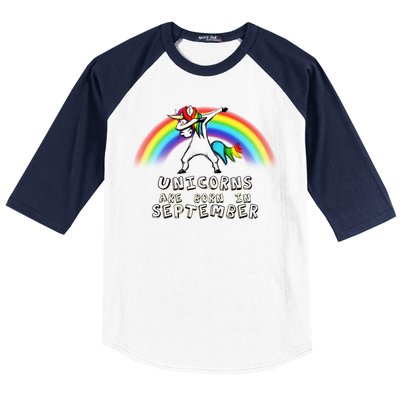 Unicorns Are Born In September Birthday Baseball Sleeve Shirt