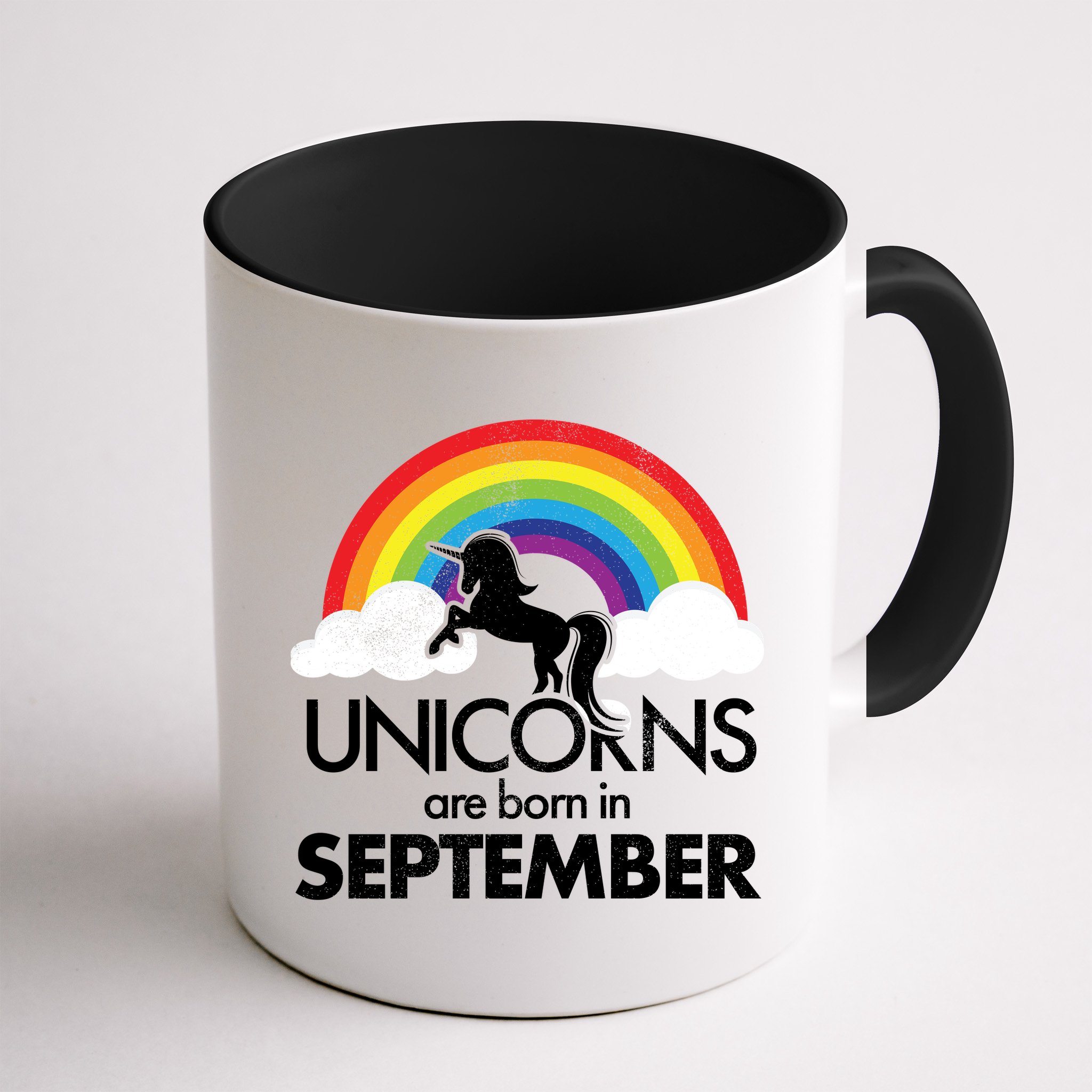 Unicorns Are Born In September Rainbow Retro Mug