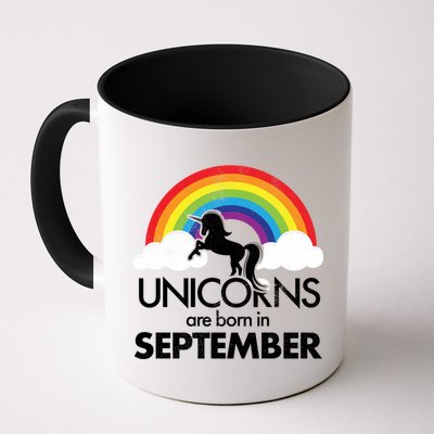 Unicorns Are Born In September Rainbow Retro Mug