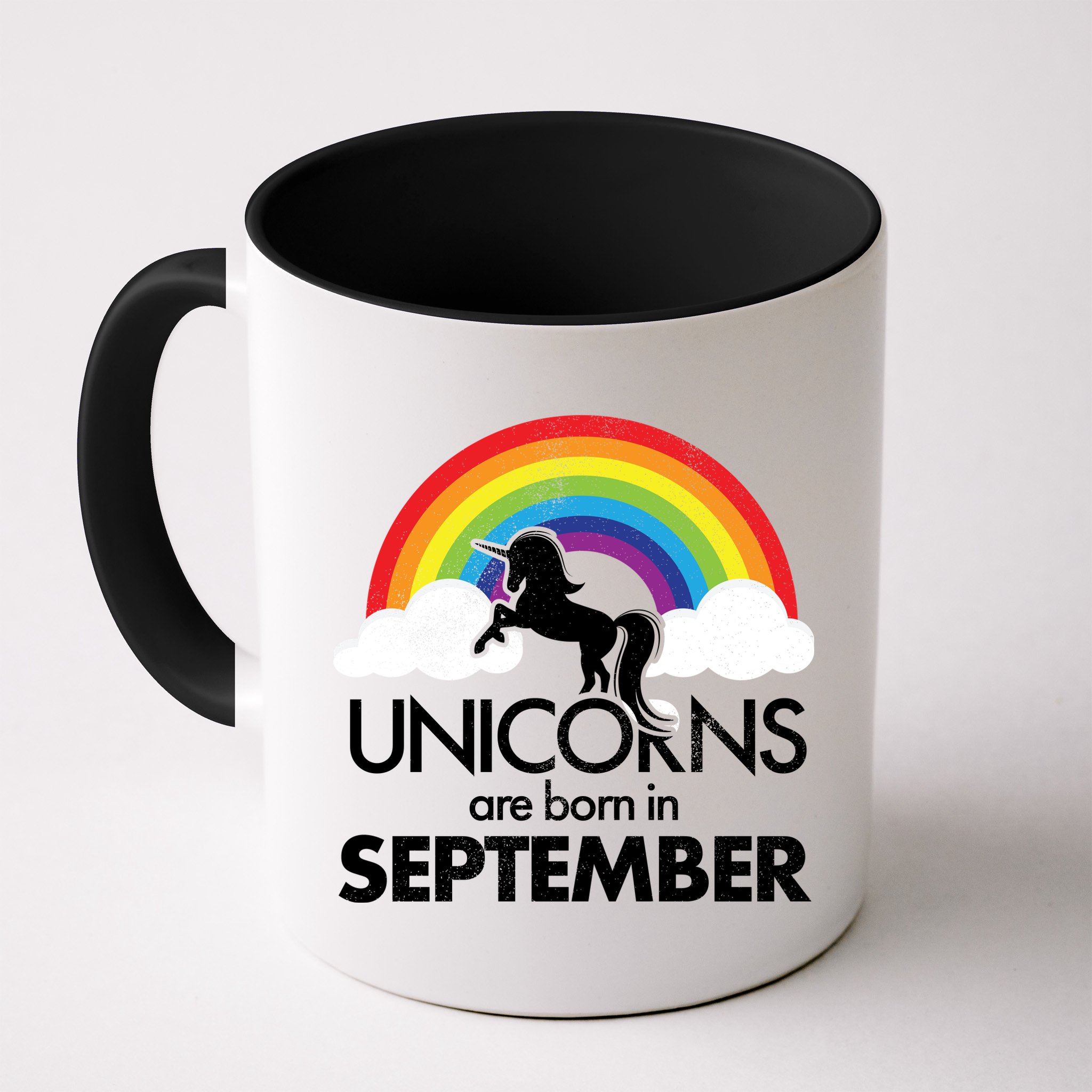 Unicorns Are Born In September Rainbow Retro Mug