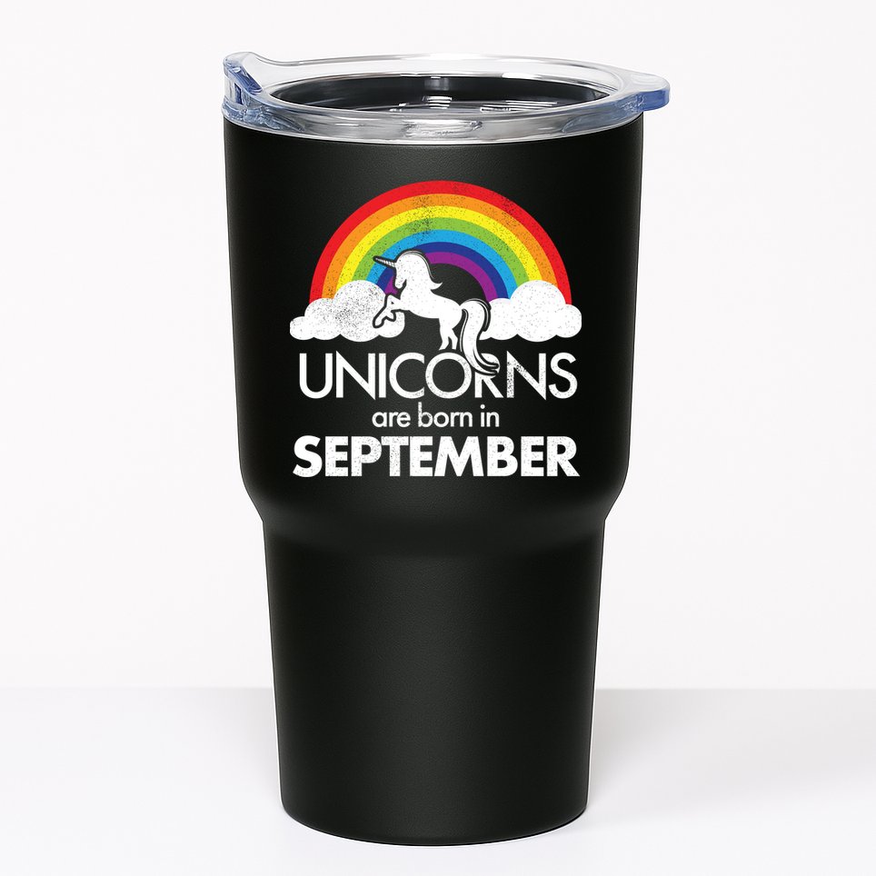 Unicorns Are Born In September Rainbow Retro Tumbler