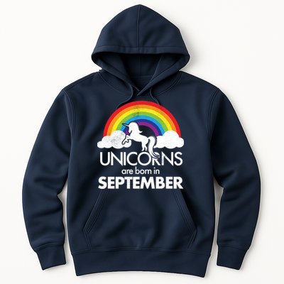 Unicorns Are Born In September Rainbow Retro Hoodie