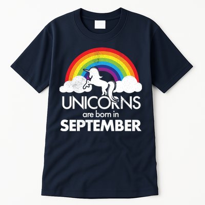Unicorns Are Born In September Rainbow Retro Tall T-Shirt
