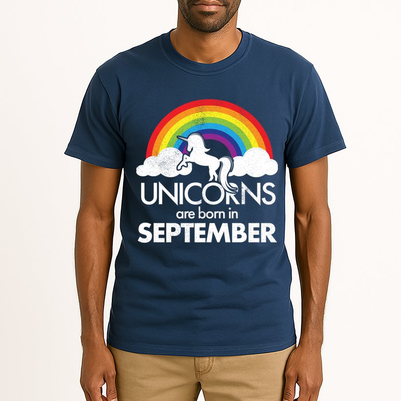 Unicorns Are Born In September Rainbow Retro Tall T-Shirt