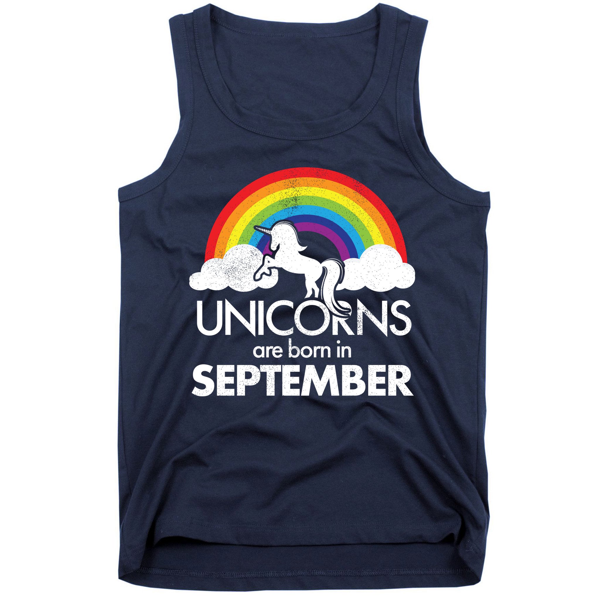 Unicorns Are Born In September Rainbow Retro Tank Top
