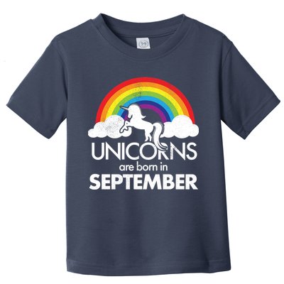 Unicorns Are Born In September Rainbow Retro Toddler T-Shirt
