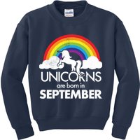Unicorns Are Born In September Rainbow Retro Kids Sweatshirt
