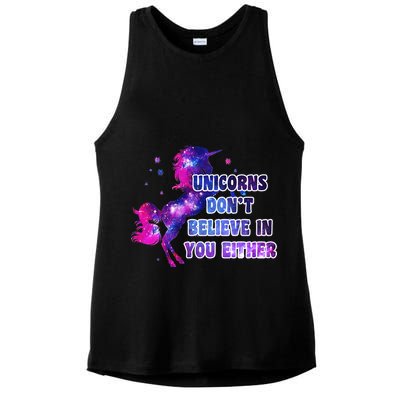 Unicorns Don't Believe In You Either Ladies PosiCharge Tri-Blend Wicking Tank