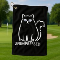 Unimpressed Funny Angry Cat Golf Towel