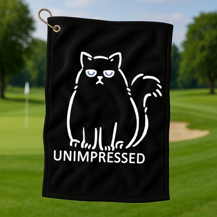 Unimpressed Funny Angry Cat Golf Towel
