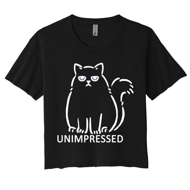 Unimpressed Funny Angry Cat Crop Top
