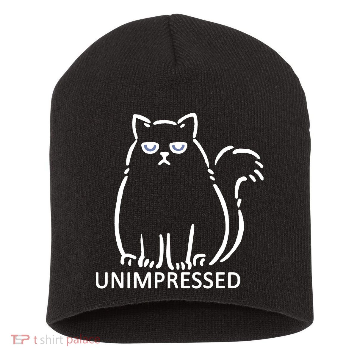 Unimpressed Funny Angry Cat Short Acrylic Beanie