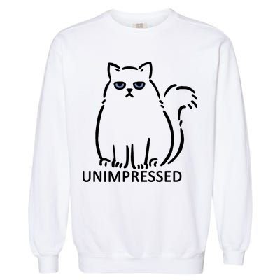 Unimpressed Funny Angry Cat Garment-Dyed Sweatshirt