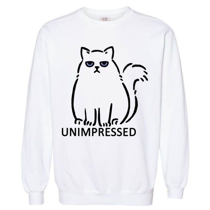 Unimpressed Funny Angry Cat Garment-Dyed Sweatshirt